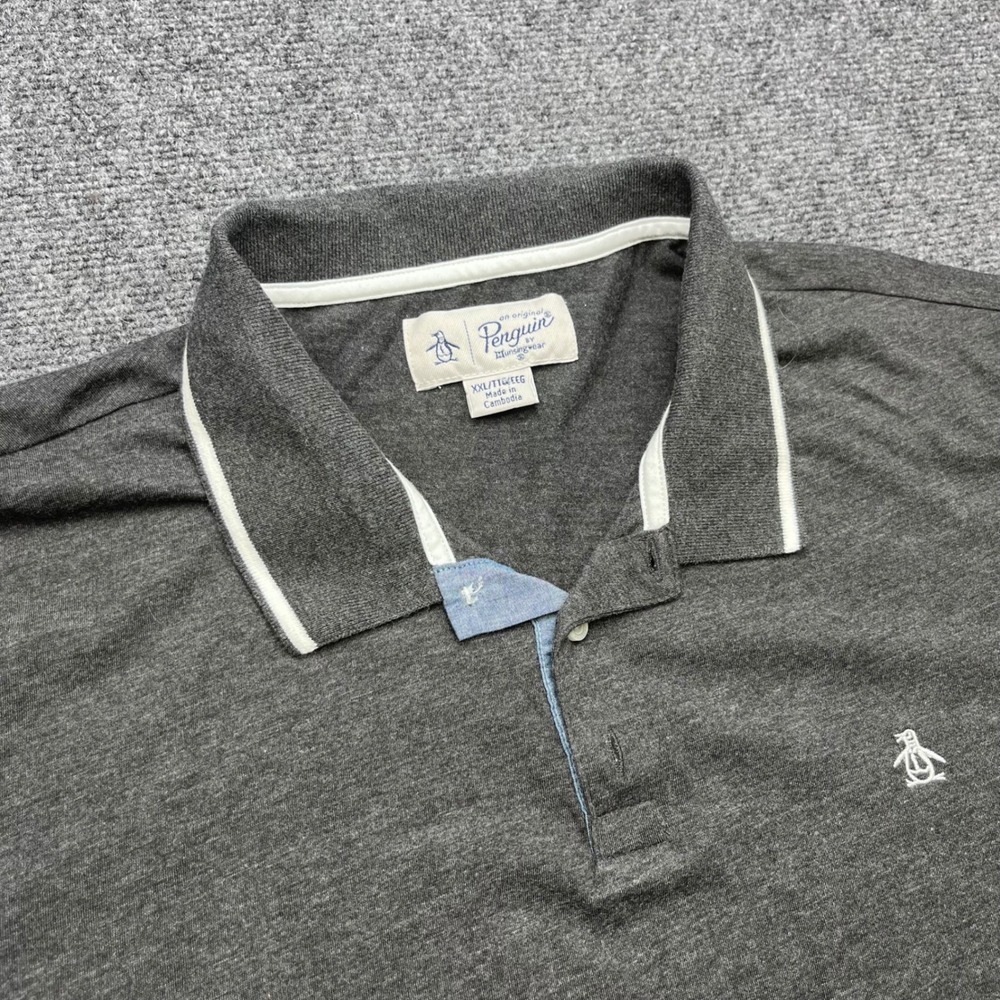 Original Penguin Earl Classic Casual Tipped Grey Heather Short Sleeve Polo Shirt